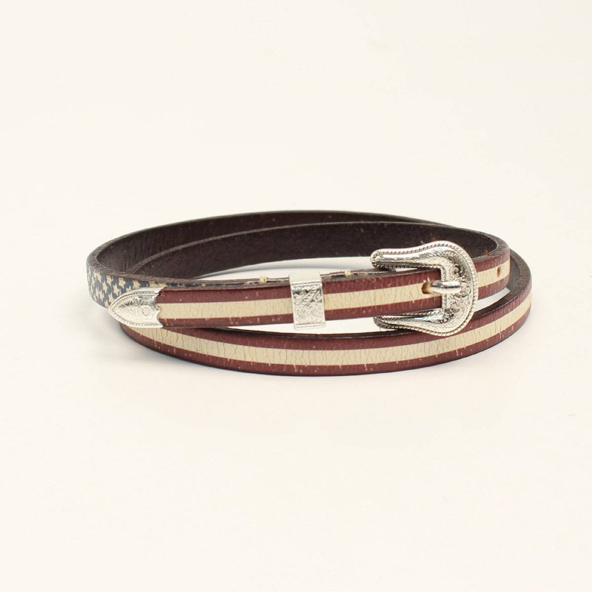 M&F Ladies Western Hatband 3D Distressed USA Flag Belt