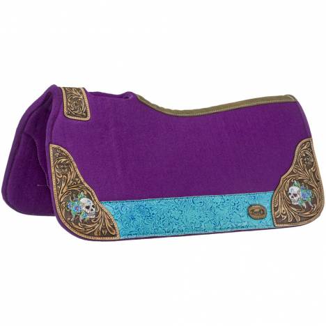 Tough-1 Hand Painted Felt Salvador Skull Saddle Pad