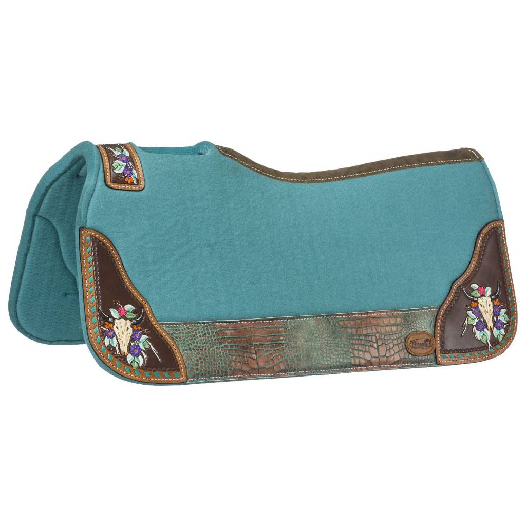 Tough-1 Hand Painted Felt Steer Skull Saddle Pad