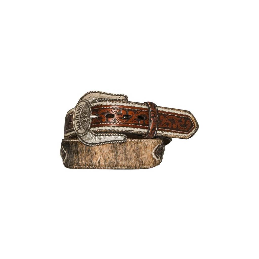 Jack Daniel's Brown Hair-On Leather Belt with Conchos