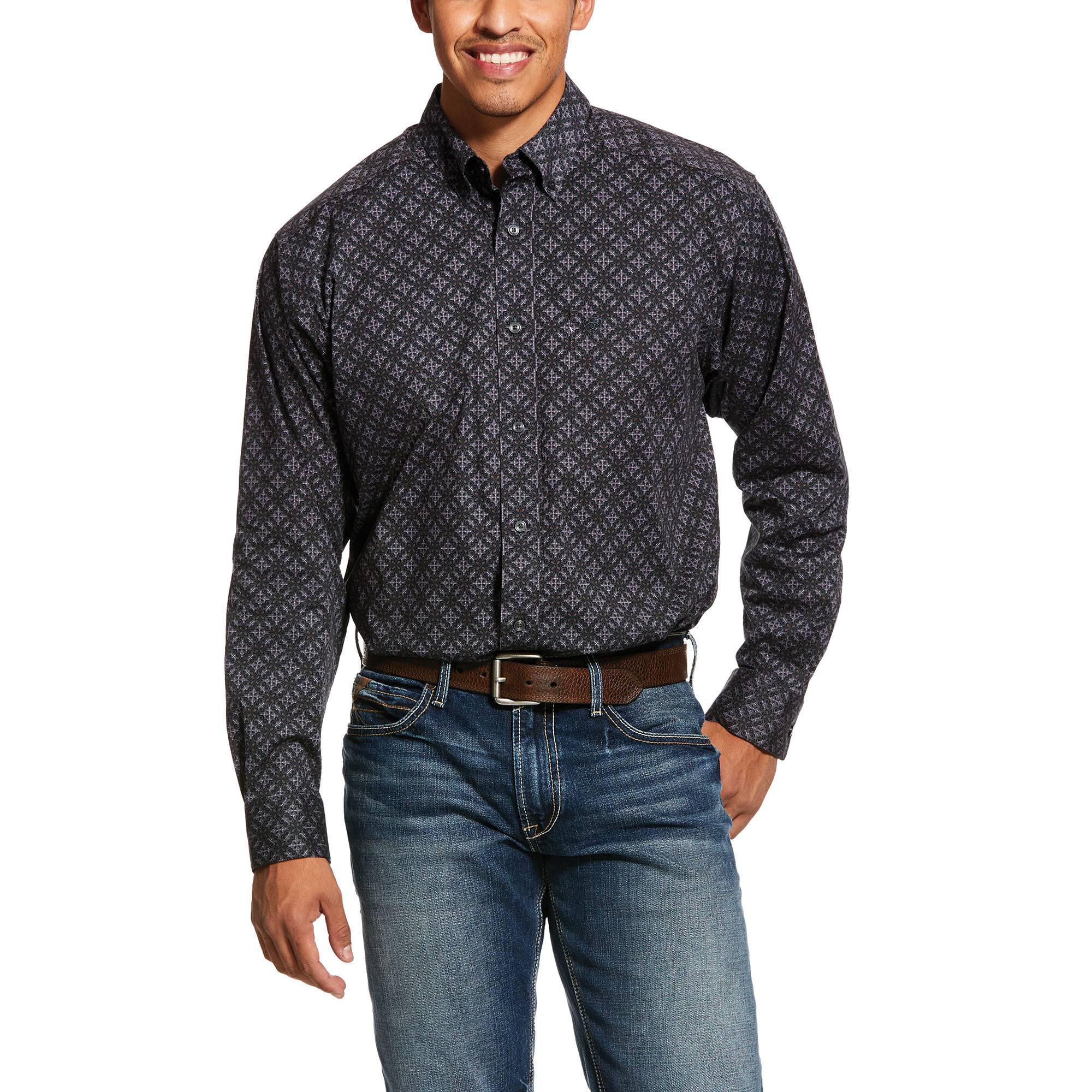 Ariat Mens Fanton Print Stretch Classic Fit Long Sleeve Shirt