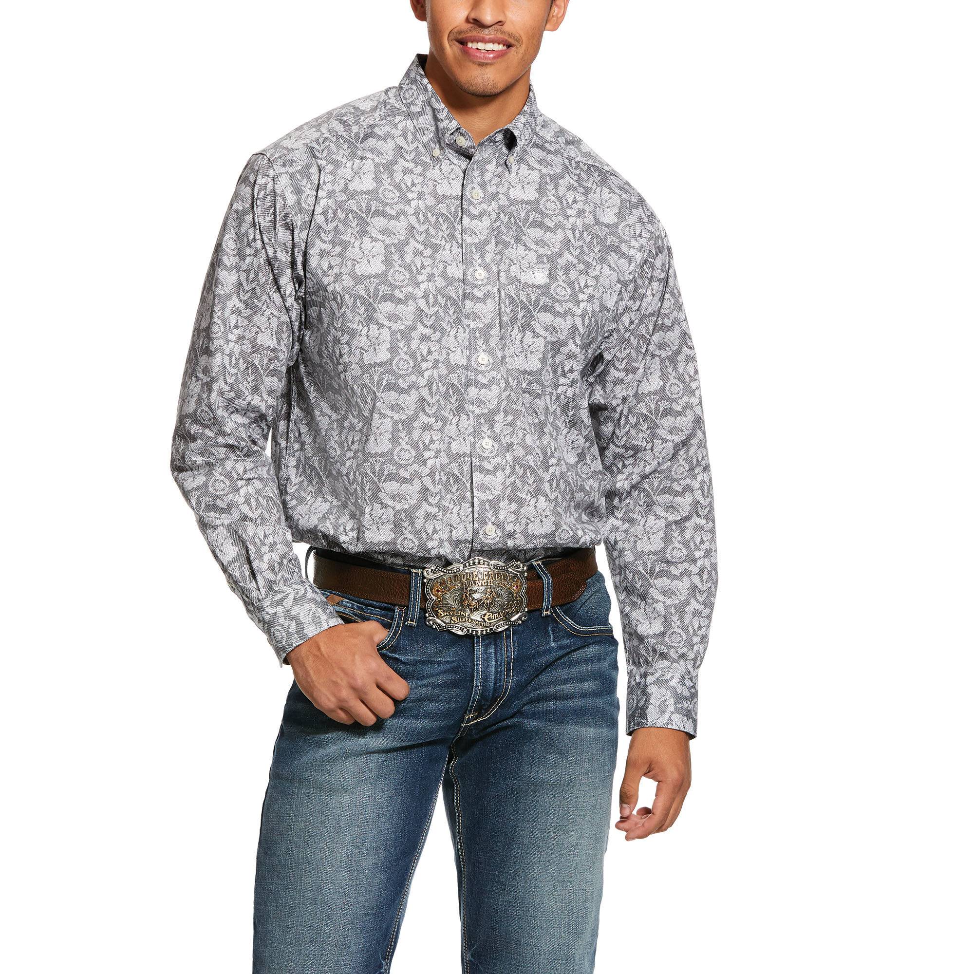 Ariat Mens Fayette Print Stretch Classic Fit Long Sleeve Shirt