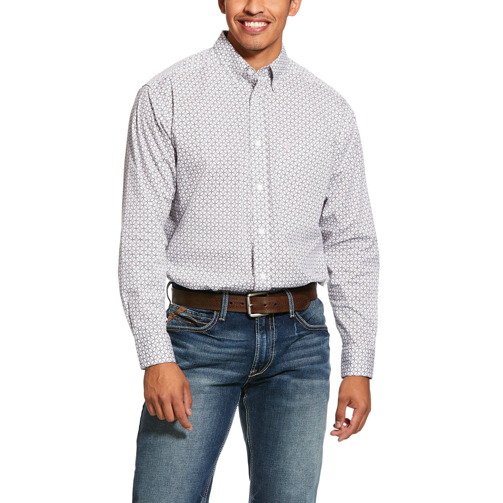 Ariat Mens Ferndale Print Stretch Classic Fit Long Sleeve Shirt