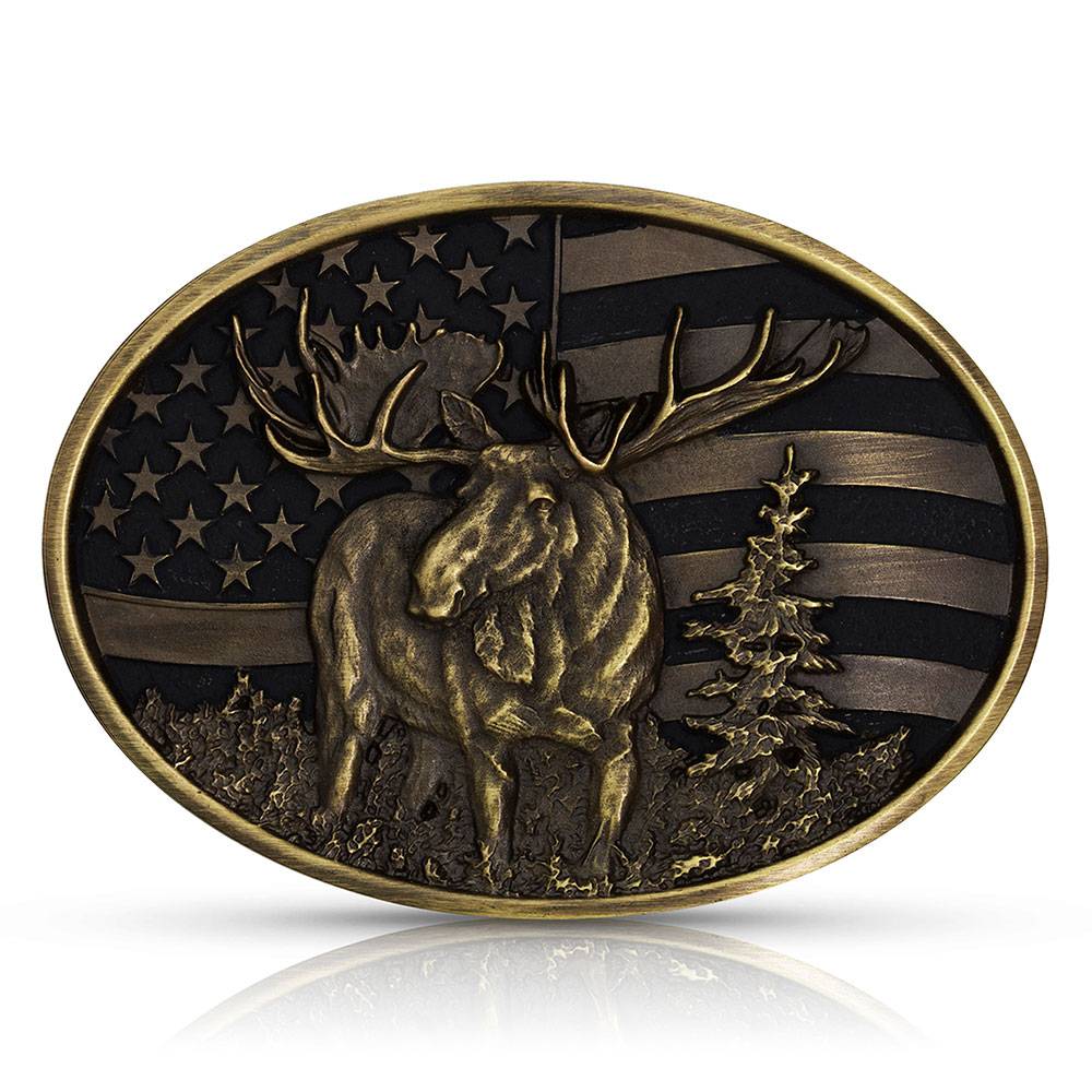 Montana Silversmiths Heritage Master of None Moose Buckle