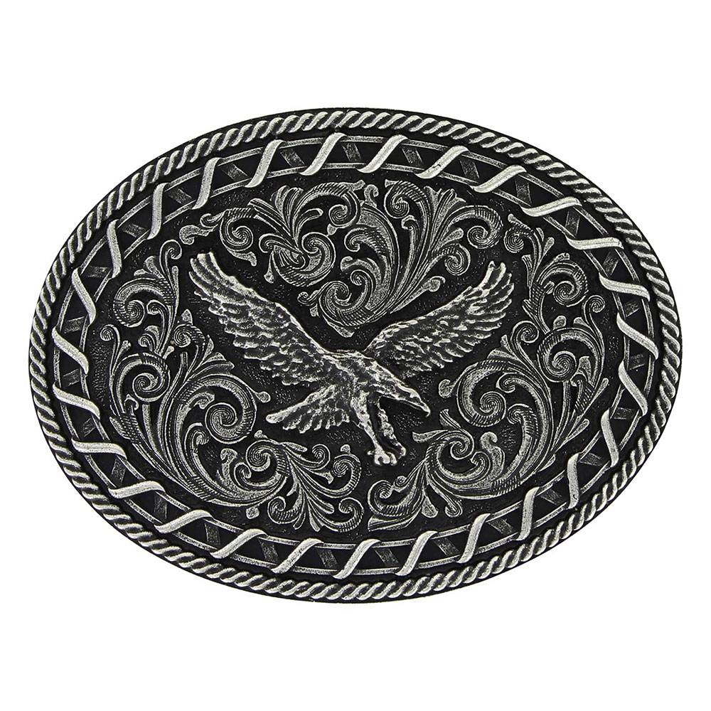 Montana Silversmiths Antiqued Buck Stitch Oval Soaring Eagle Attitude Buckle