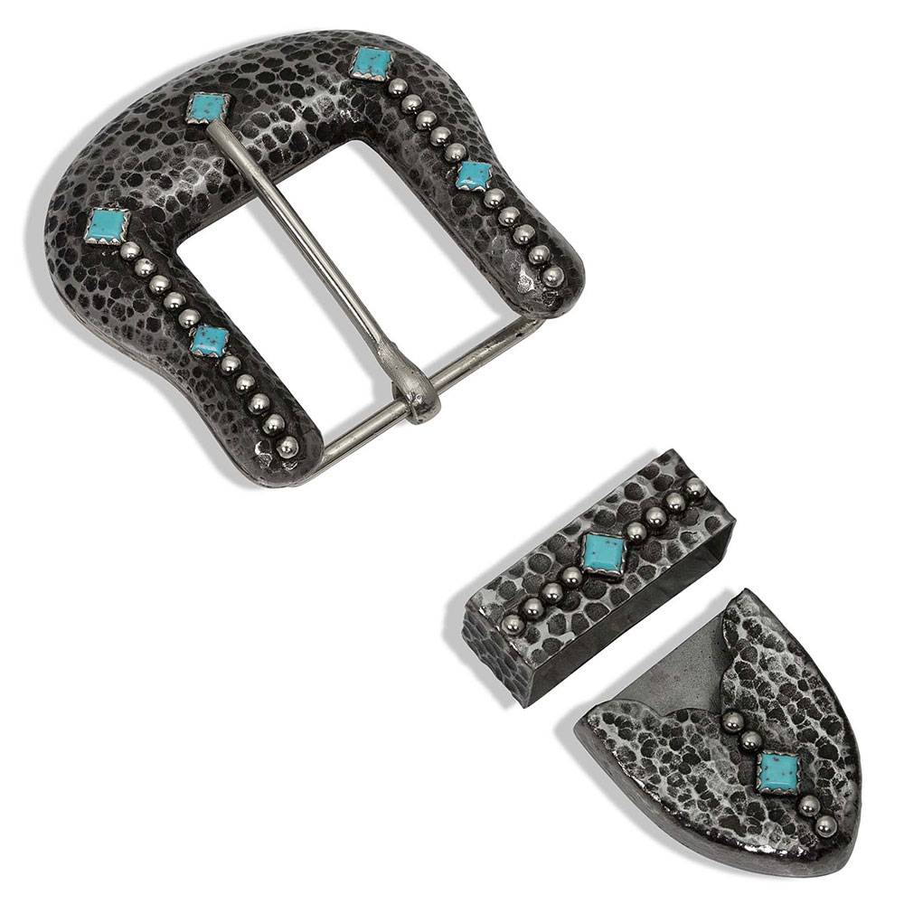 Montana Silversmiths Seven of Diamonds Turquoise Buckle Set