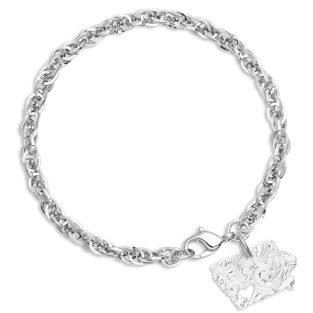 4-222040 Montana Silversmiths I Heart Iowa State Charm Brac sku 4-222040