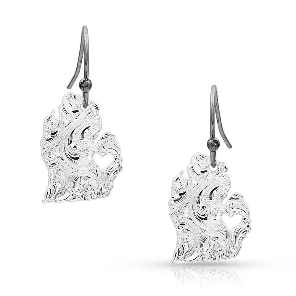 Montana Silversmiths I Heart Michigan State Charm Earrings