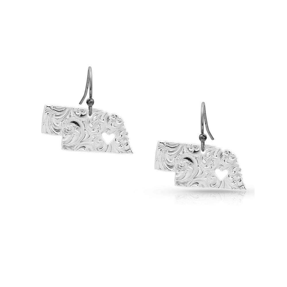 Montana Silversmiths I Heart Nebraska State Charm Earrings