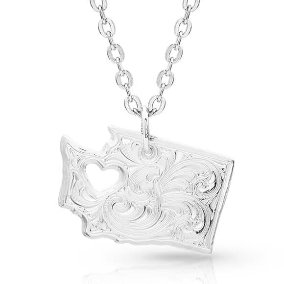 Montana Silversmiths I Heart Washington State Charm Necklace