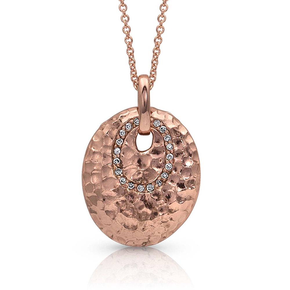 4-222127 Montana Silversmiths Hammered Rose Gold Disc Neckl sku 4-222127