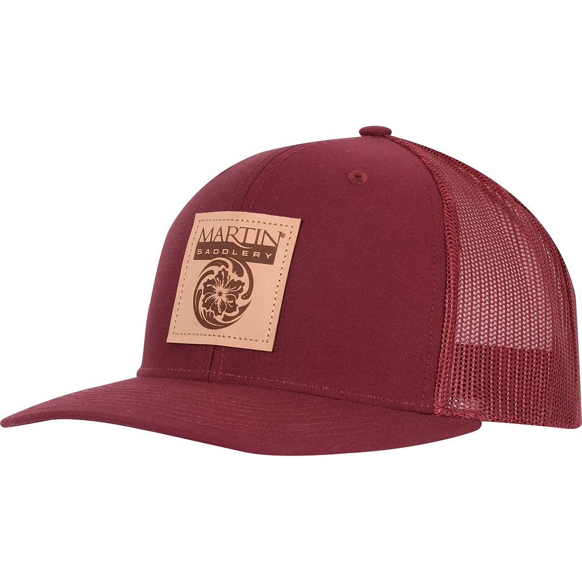 Martin Saddlery Mens Snapback Mesh Cap with Leather Patch Logo