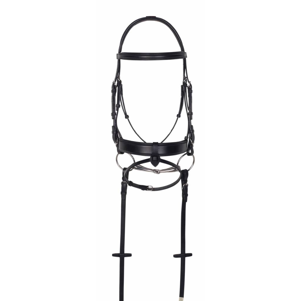 Aramas Square Mild Raised Wide Dressage Bridle with Leather Reins