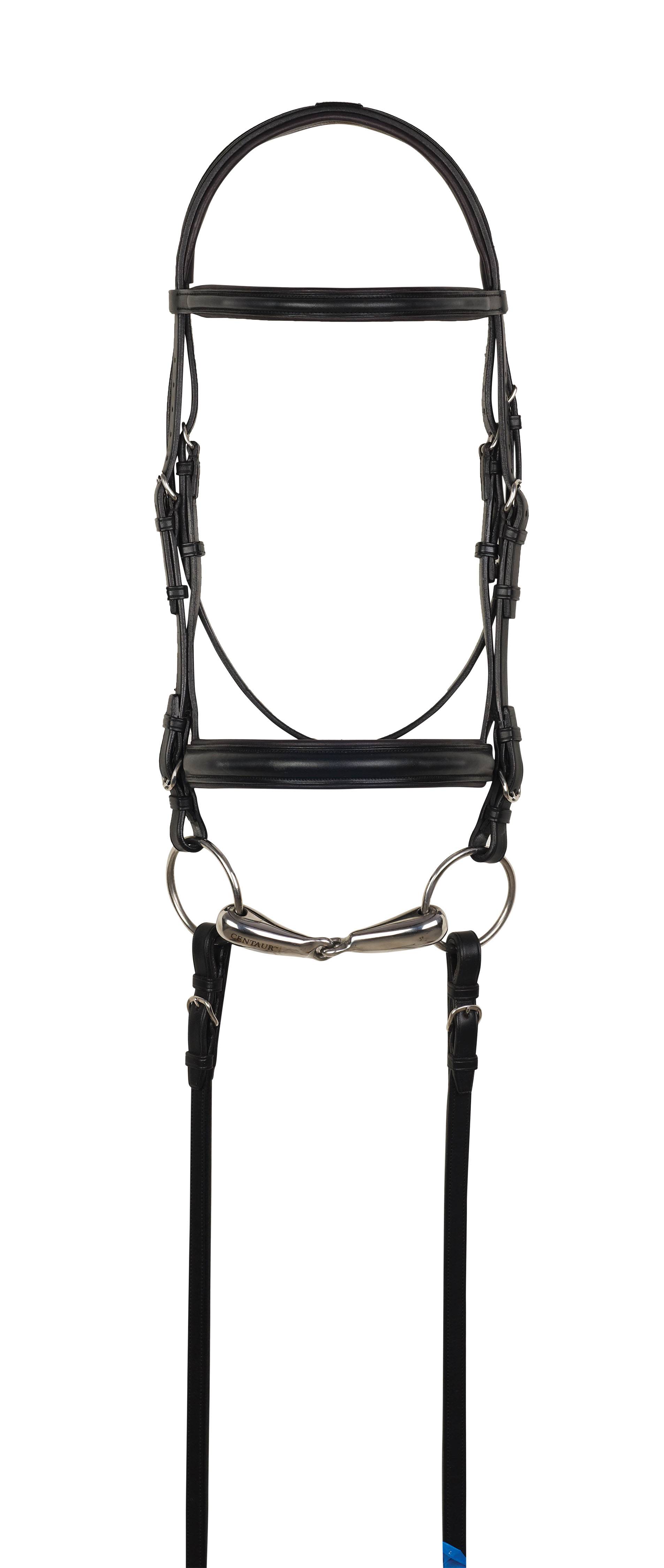 Aramas Plain Raised Padded 1 Wide Nose Dressage Bridle with Leather Reins