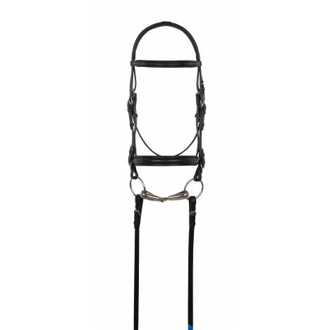 Aramas Plain Raised Padded 1" Wide Nose Dressage Bridle with Leather Reins