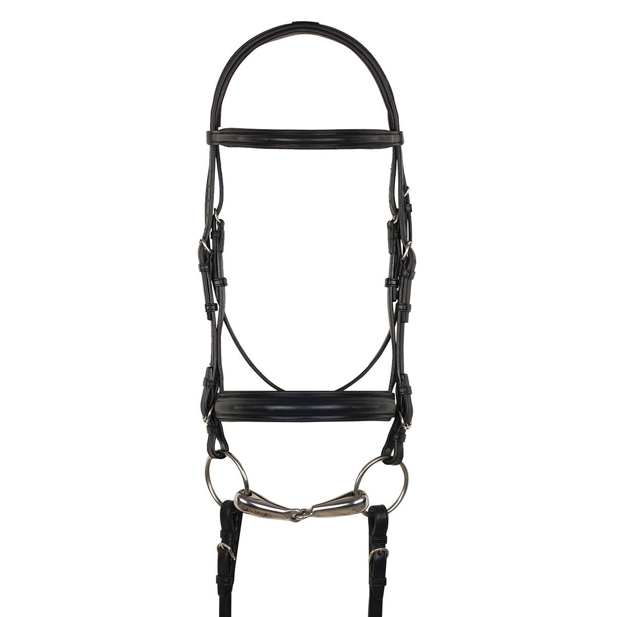 Aramas Plain Raised Padded 1-1/2 Wide Nose Dressage Bridle with Leather Reins
