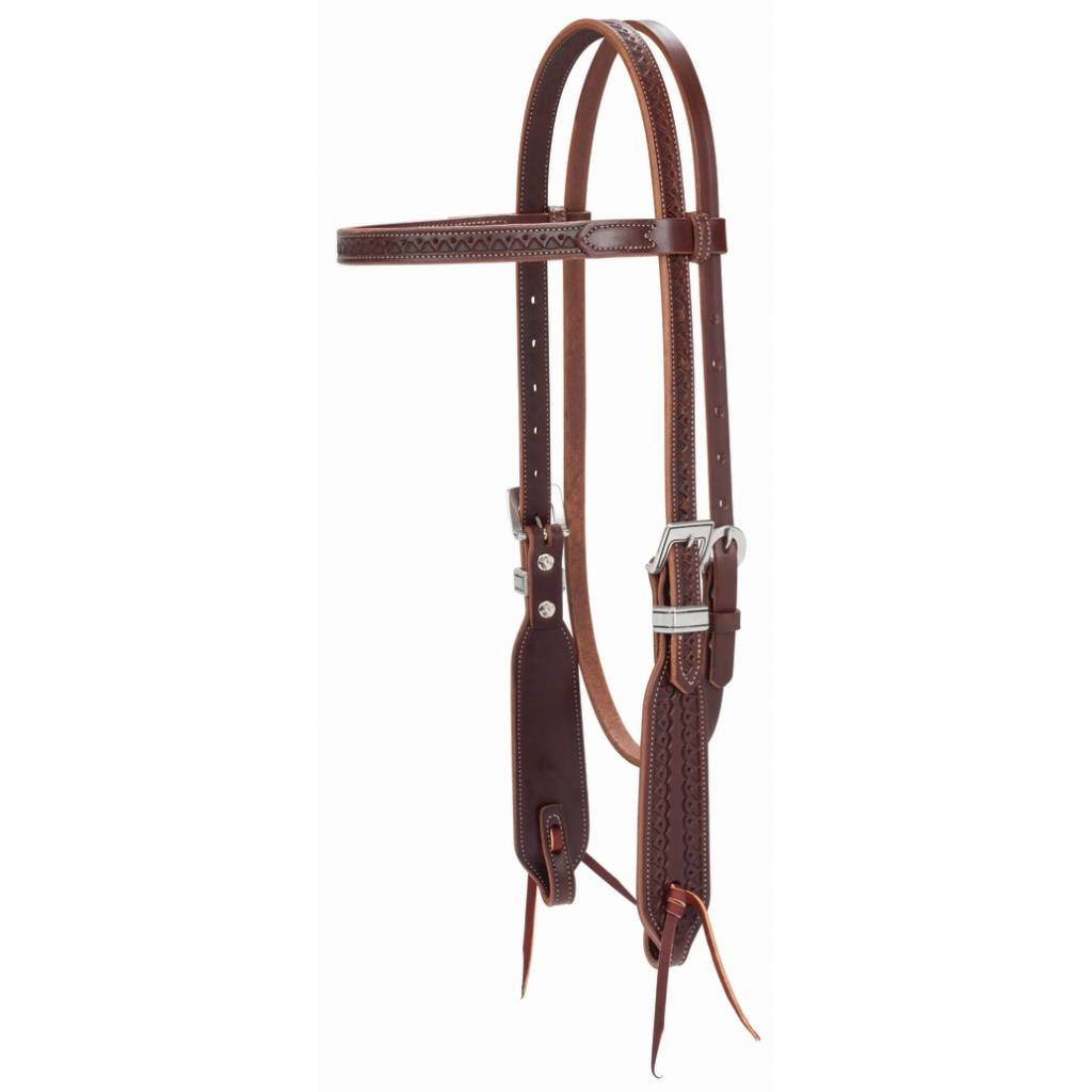 Weaver Synergy Hand-Tooled MayanStraight Brow Headstall with DesignerHardware