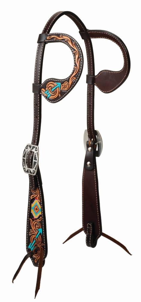 Weaver Leather Turquoise Cross Navajo ArrowDouble Ear Headstall