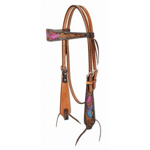Weaver Leather Turquoise Cross TwistedFeather Straight Brow Headstall