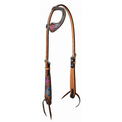 Weaver Leather Turquoise Cross TwistedFeather Sliding Ear Headstall
