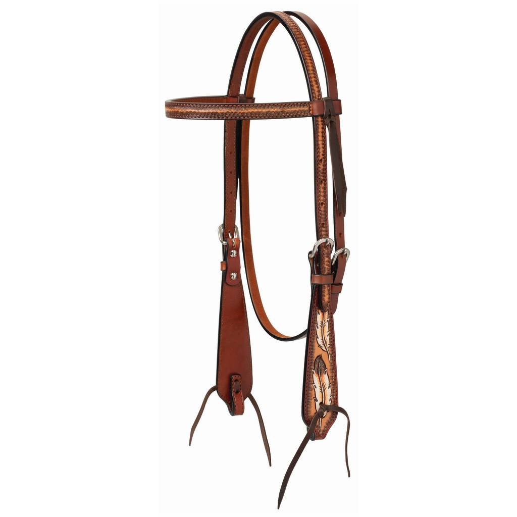 Weaver Leather Turquoise Cross Coco FeatherStraight Brow Headstall