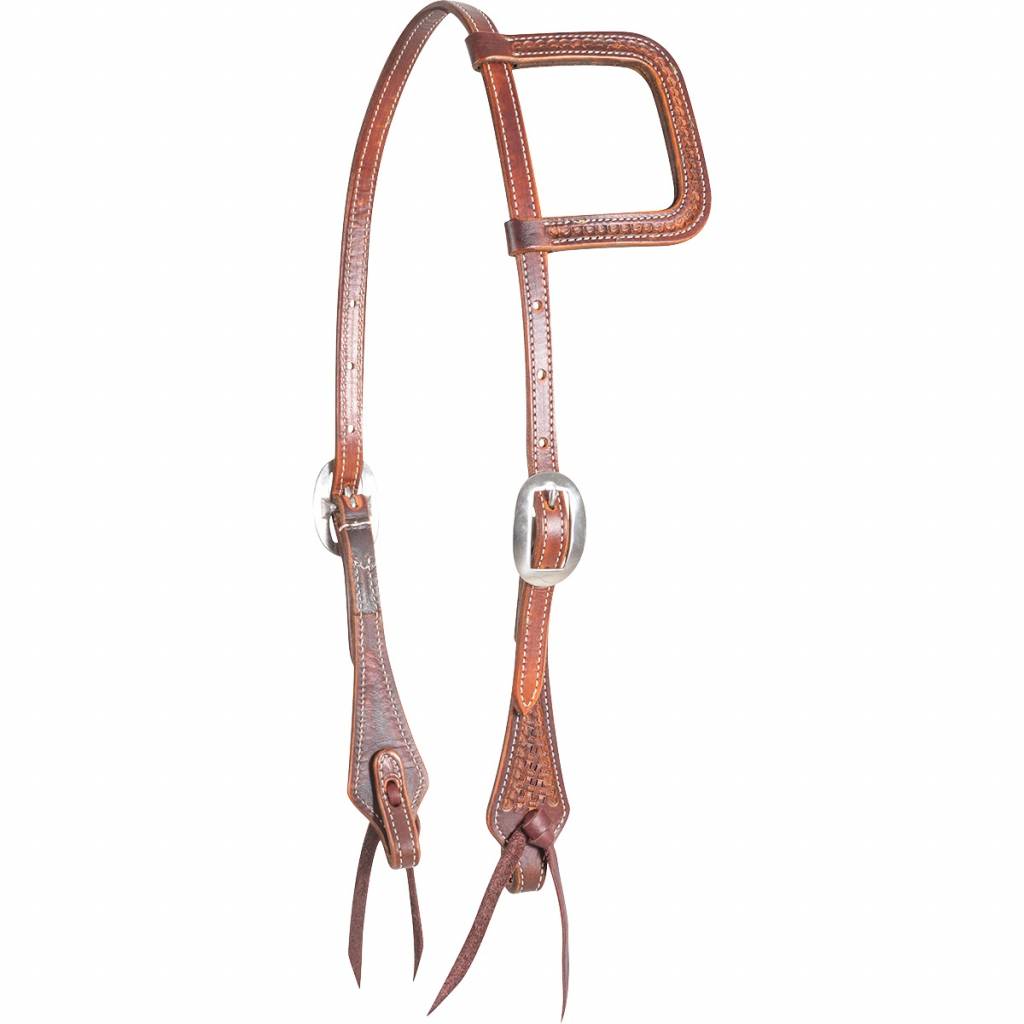 Martin Saddlery Antiqued Tooled Mini Basket Slip Ear Headstall