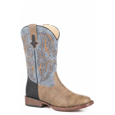 Roper Boys Tan Vamp with Black Heel Counter Western Boots