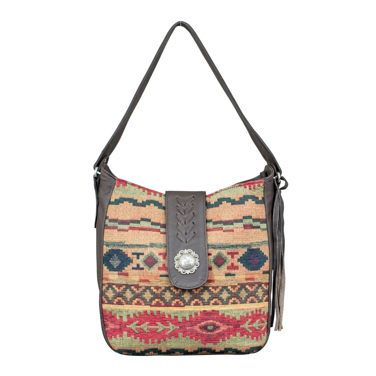 American West Hand Woven Tapestry Soft Zip Top Shoulder Hobo