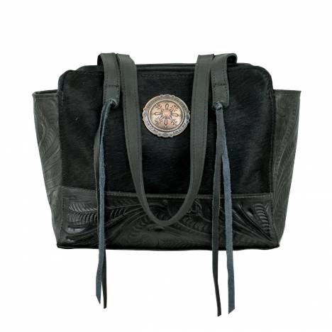 American West Zip Top Conceal Carry Satchel Tote - Black Hair