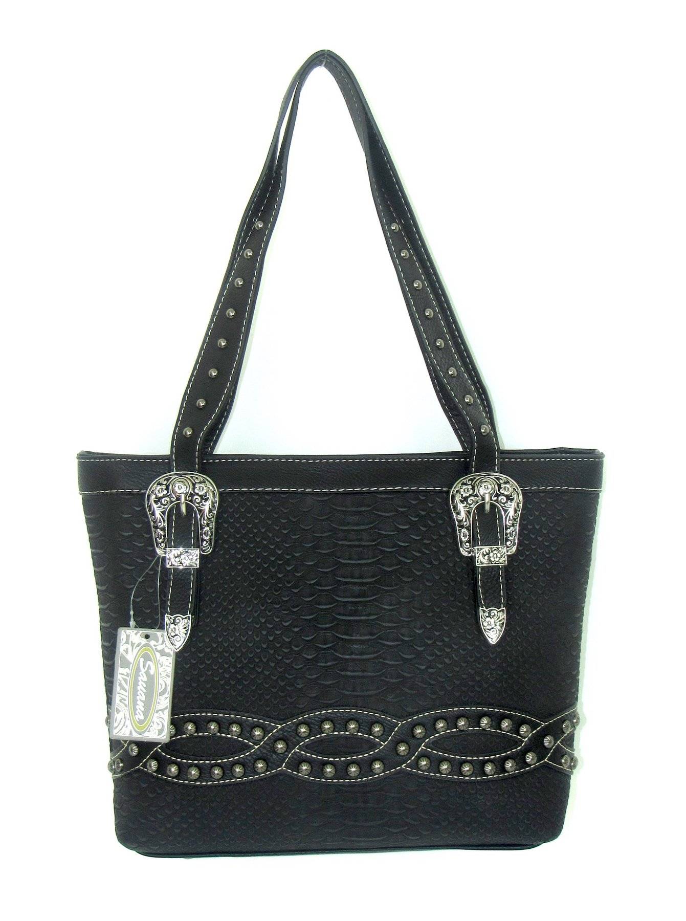 Savana Zip Top Tote Bag with Studs