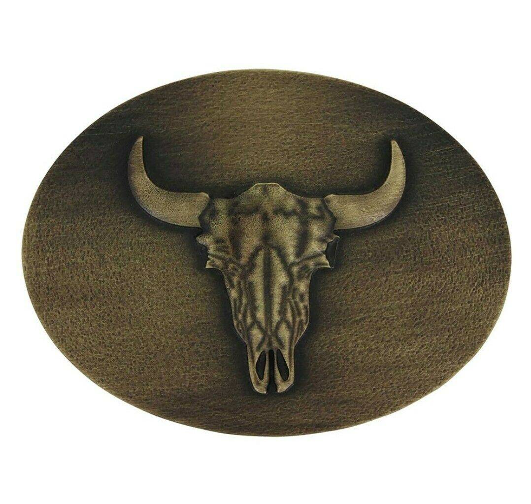 Montana Silversmiths Large Buffalo Skull Oval Belt Buckle