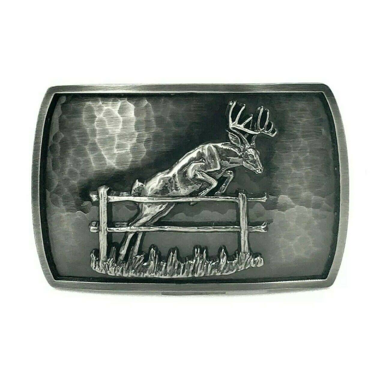 Montana Silversmiths River Rock Jumping Whitetail Deer Belt Buckle