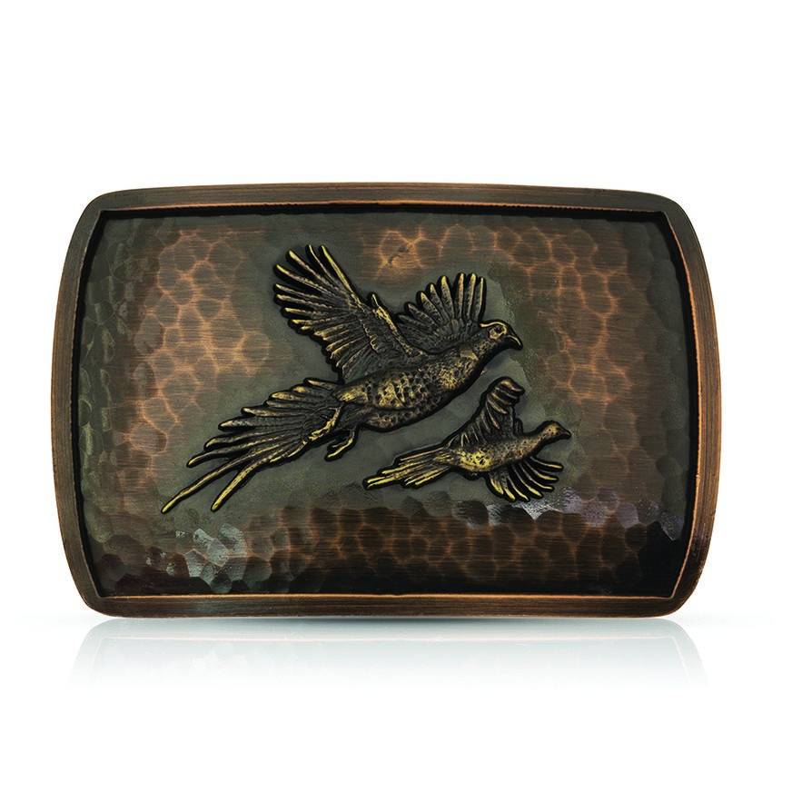 Montana Silversmiths Hammered Pheasants Buckle