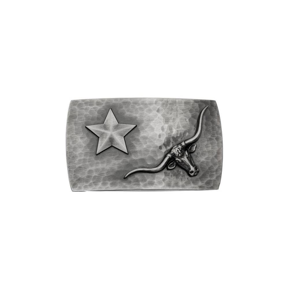 Montana Silversmiths Cascade Hammered Small Star & Longhorn Belt Buckle