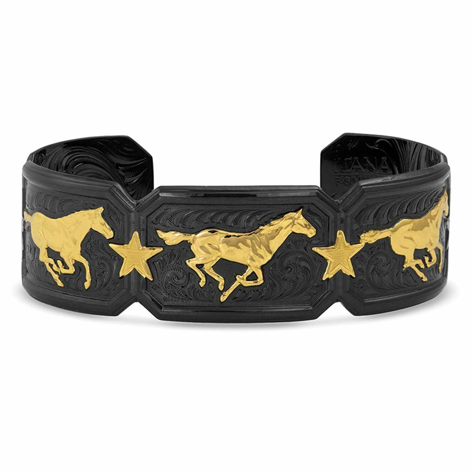 Montana Silversmiths Ladies Gold Running Horse Cuff Bracelet