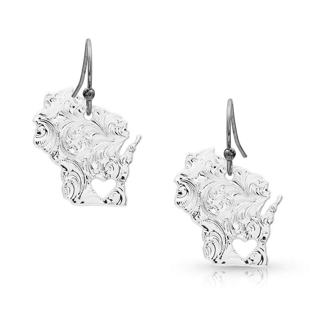 Montana Silversmiths I Heart Wisconsin State Charm Earrings