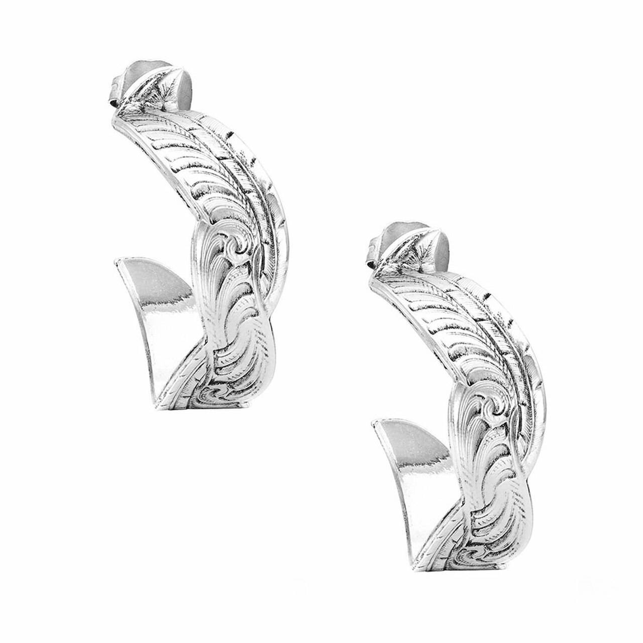 Montana Silversmiths Ladies Twisted Feather Hoop Earrings