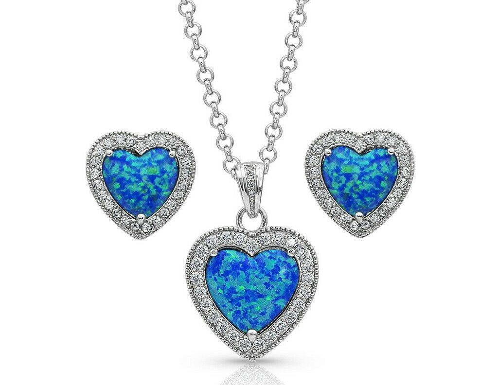 4-261967 Montana Silversmiths Halo Heart Opal Jewelry Set sku 4-261967