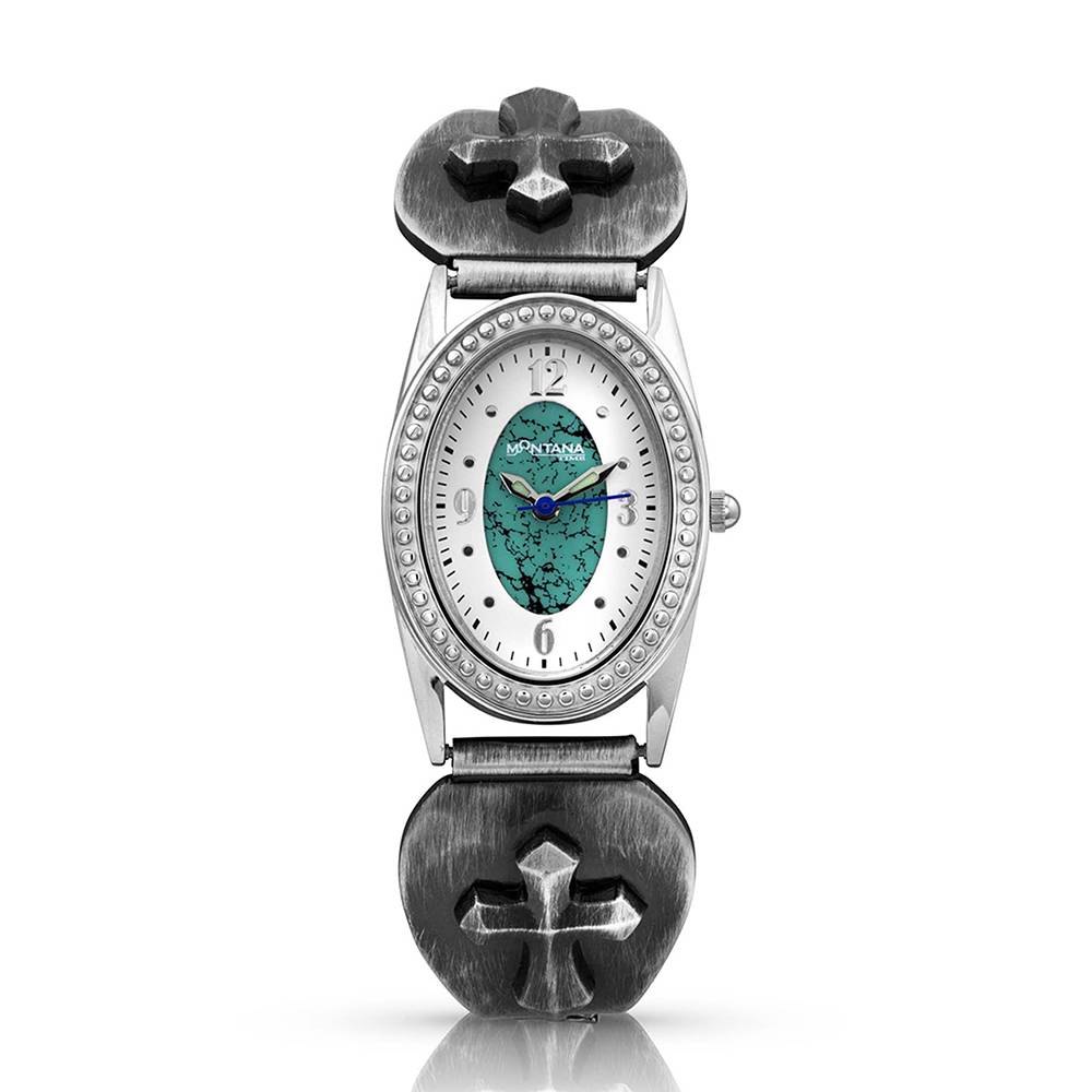 Montana Silversmiths River Rock Faith Watch - Silver/Turquoise