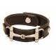 Tory Leather Bracelet With Snaffle Bits And Stud Button Closure