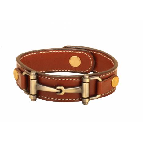 Tory Leather Bracelet With Snaffle Bits And Stud Button Closure