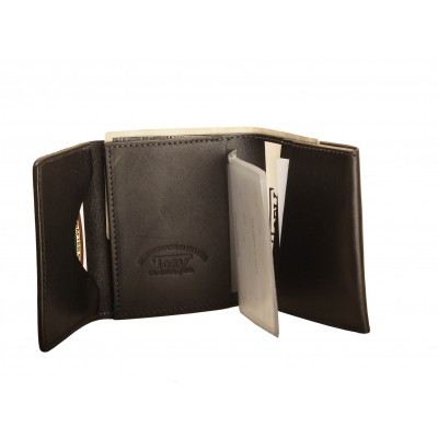 Tory Leather Trifold Wallet with Removable Card Window