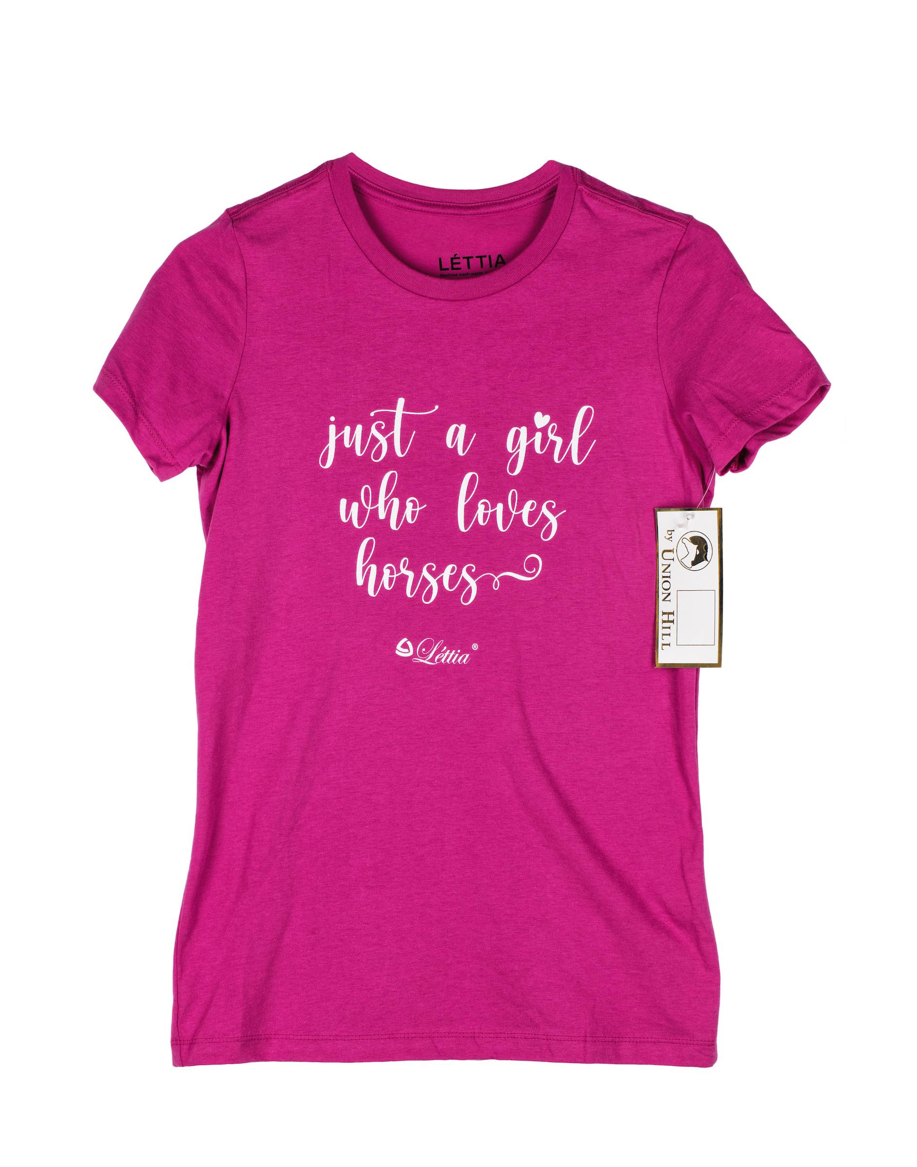 Lettia Kids just a girl who loves horses Tee Shirt