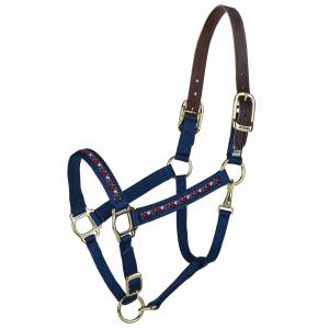 Perri's Ribbon Safety Halter - Made in the USA- Navy with Stars
