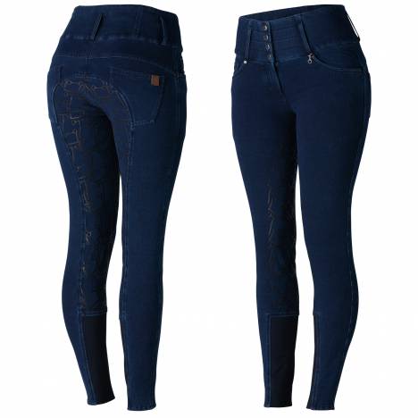 Horze Ladies Kacy Denim Winter Full Seat Breeches