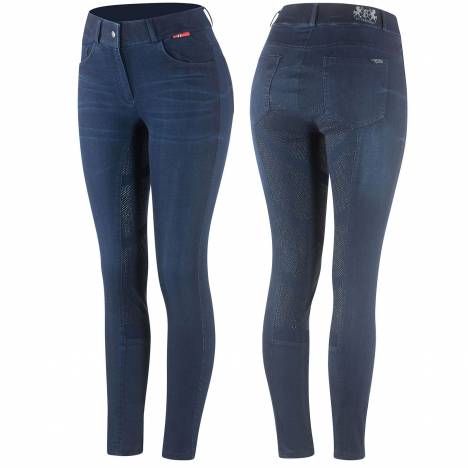 B Vertigo Ladies Elle Silicon Full Seat Denim Breeches with Silicone