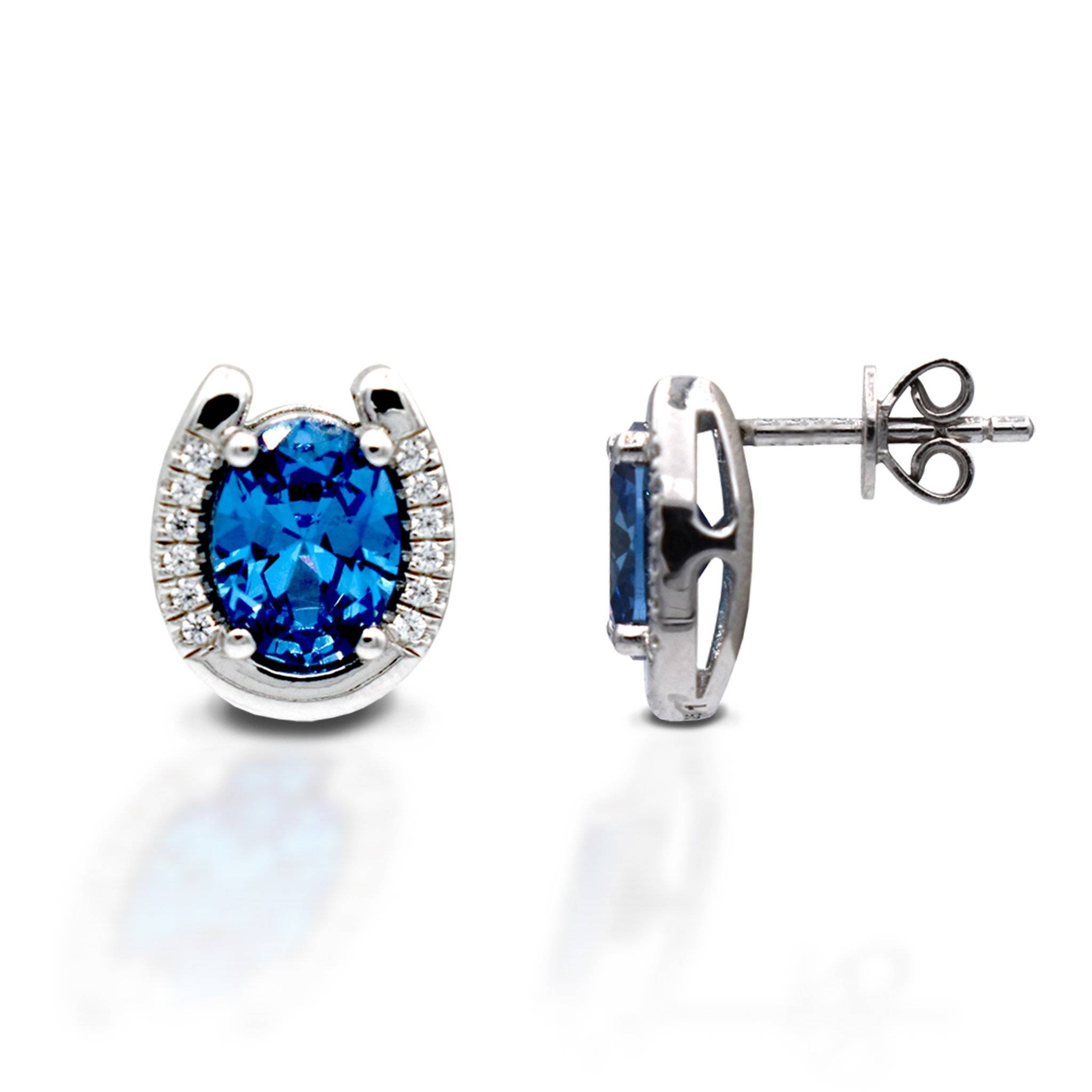 Kelly Herd Blue Stone Horseshoe Earrings