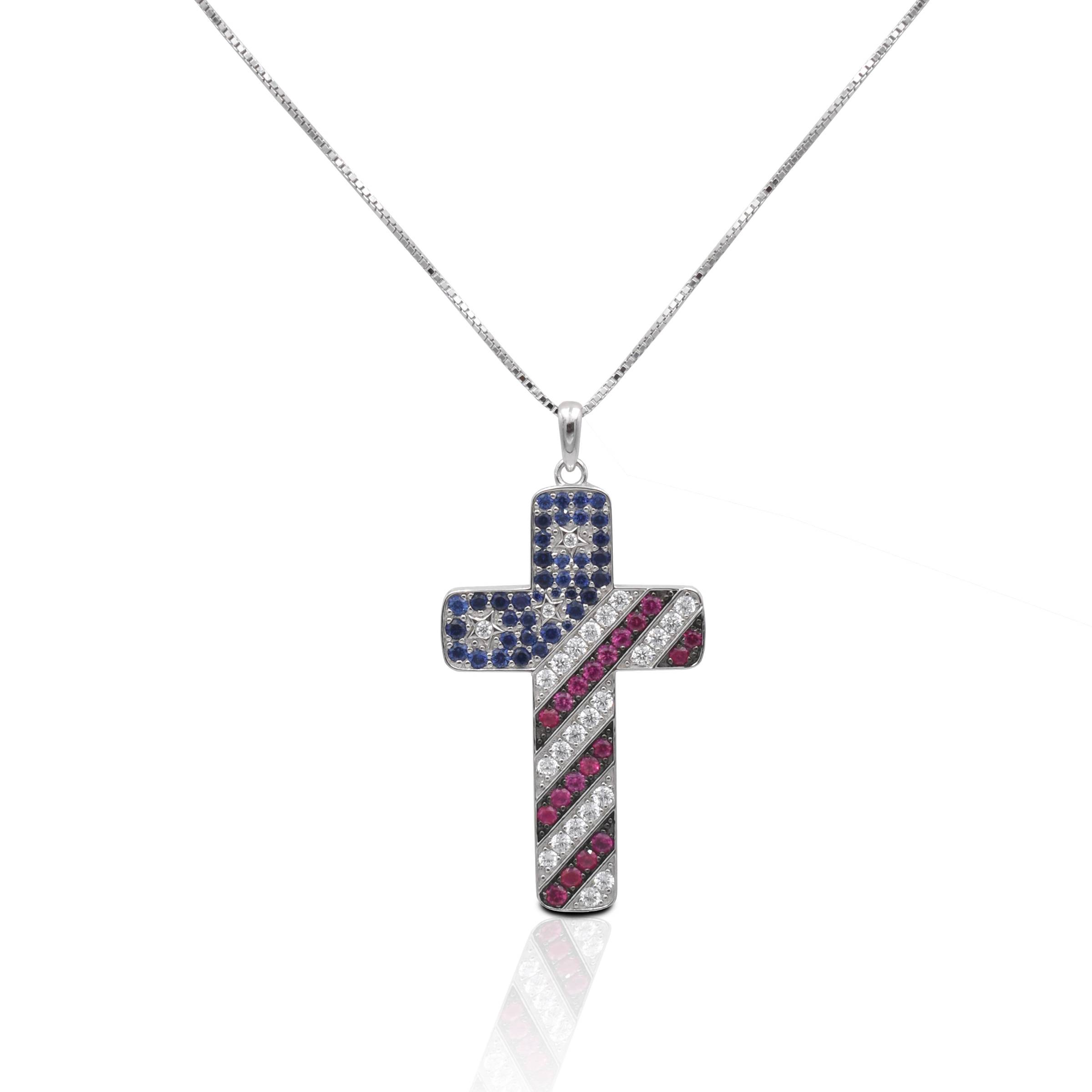 Kelly Herd American Flag Cross Necklace