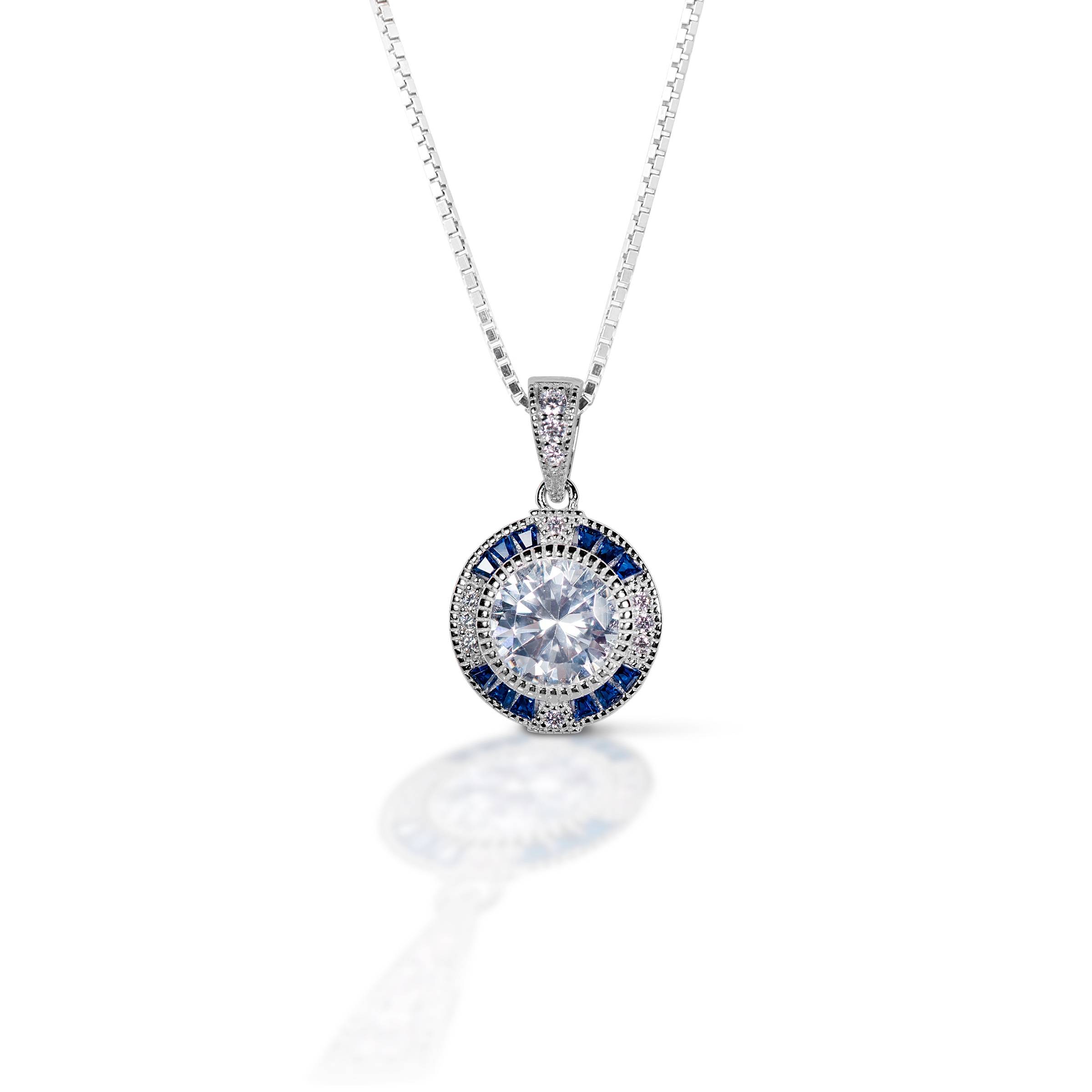 Kelly Herd Blue Spinel Halo Pendant