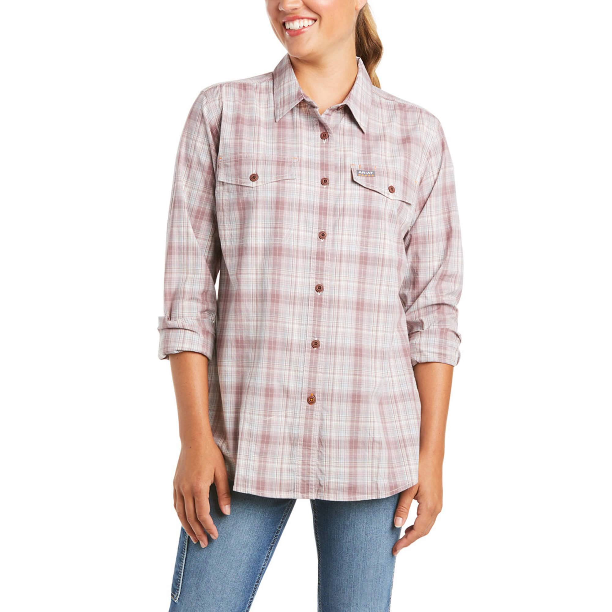 4-279258 Ariat Ladies Rebar Made Tough DuraStretch Work Shi sku 4-279258